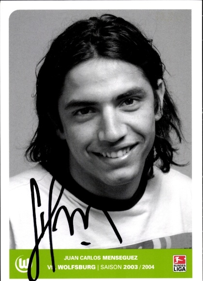 Autogrammkarte Fußballer Juan Carlos Menseguez, VfL Wolfsburg, Autogramm