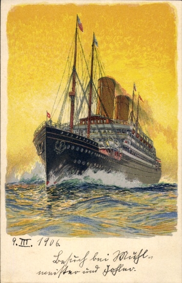 Postcard steamer Amerika, HAPAG