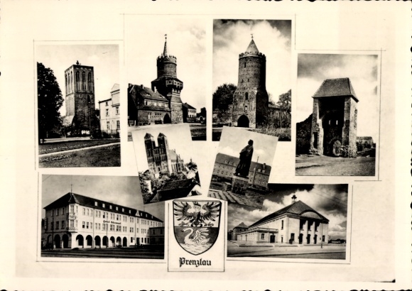 PC Prenzlau in the Uckermark, church, tower, coat of arms, city views