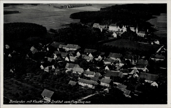 Postcard Bonlanden Filderstadt in Württemberg, aerial view of monastery and institute, rural surroundings