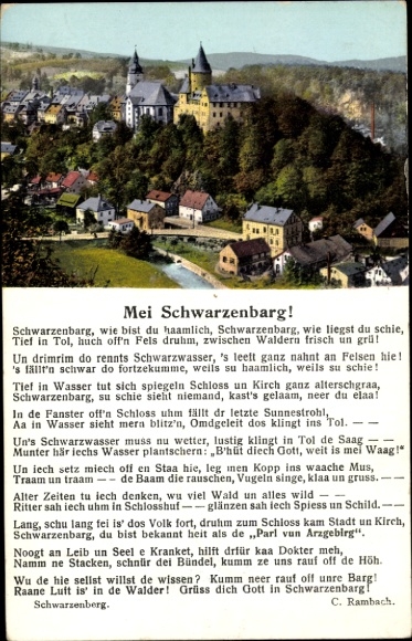 Postcard Schwarzenberg in the Ore Mountains Saxony, Mei Schwarzenbarg, Panorama