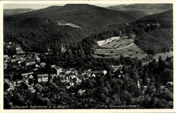 Ak Jugenheim an der Bergstraße Hessen, Fliegeraufnahme