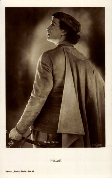 Postcard Actor Gösta Ekman, Faust, portrait