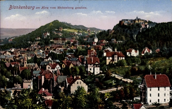 Postcard Blankenburg am Harz, Blankenburg am Harz, view from Eichenberg, numerous houses