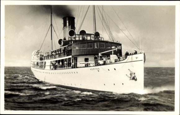 Postcard steamer SS Hertha, shipping company Braeunlich Stettin