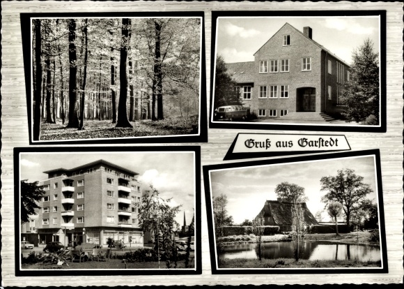 PC Garstedt Lüneburger Heide Lower Saxony, pond area, block of flats, forest area