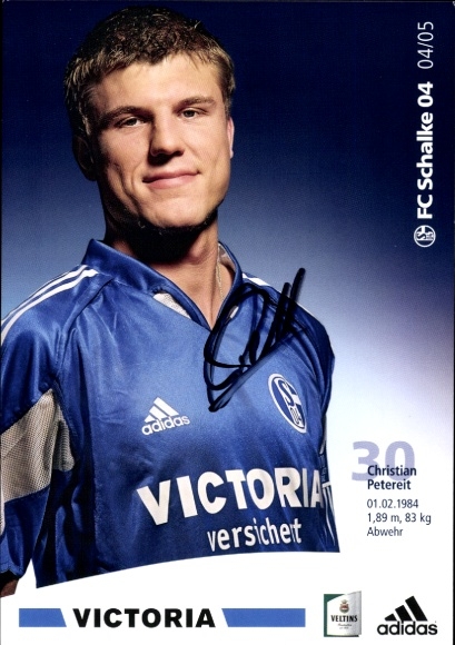 Karta z autografem piłkarza Christiana Petereita, FC Schalke 04, autograf