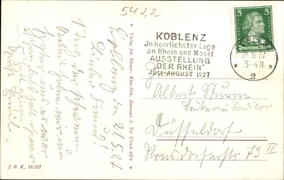 Postcard Sankt Goarshausen am Rhein, Loreley, poem The Loreley of today, Max Saalfeld