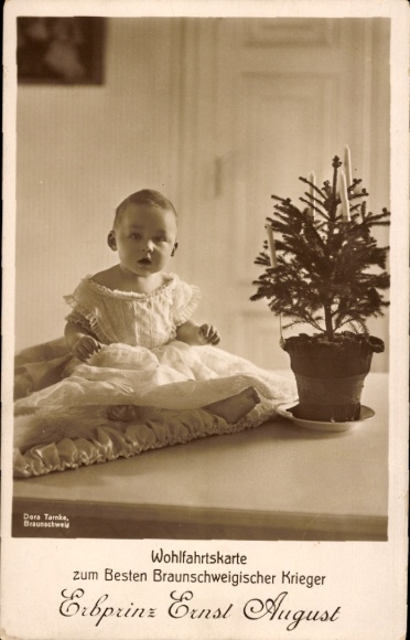 Postcard Hereditary Prince Ernst August of Brunswick, child portrait, welfare card, photographer Dora Tarnke