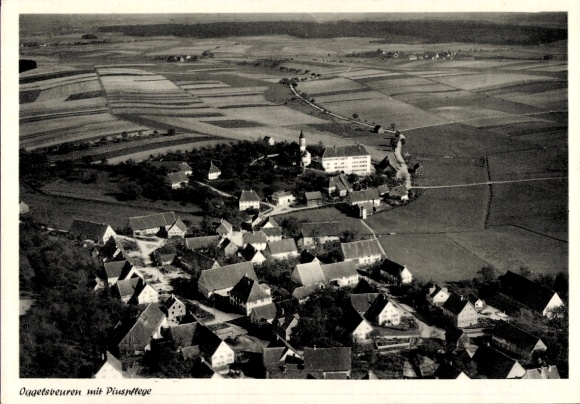 Postcard Oggelsbeuren Attenweiler Baden Württemberg, aerial photograph, Piuspflege
