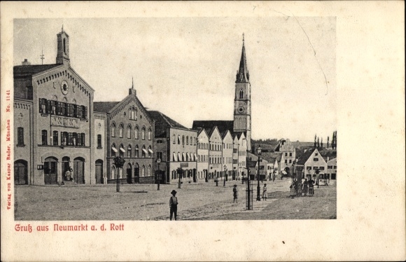 Postcard Neumarkt Sankt Veit an der Rott Upper Bavaria, City View, Square