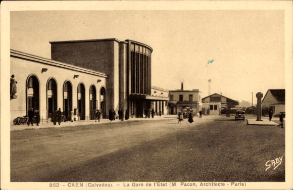 Postcard Caen Calvados, train station