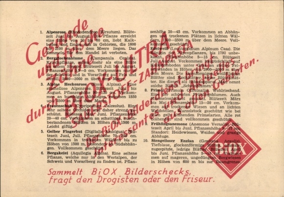 Timetable BIOX-Ultra oxygen dental care, picture service collection pictures around 1950
