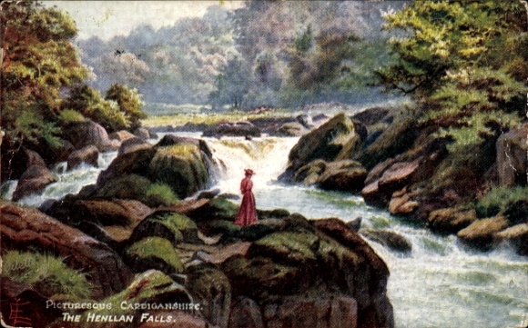 Artist Postcard Wales, Henllan Falls