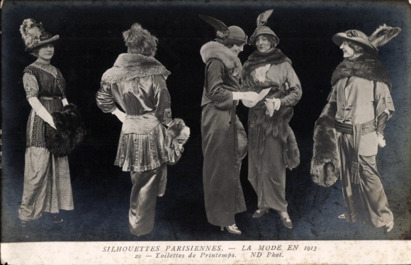 Sylwetki KP Paris, toalety de printemps, 1913, moda damska