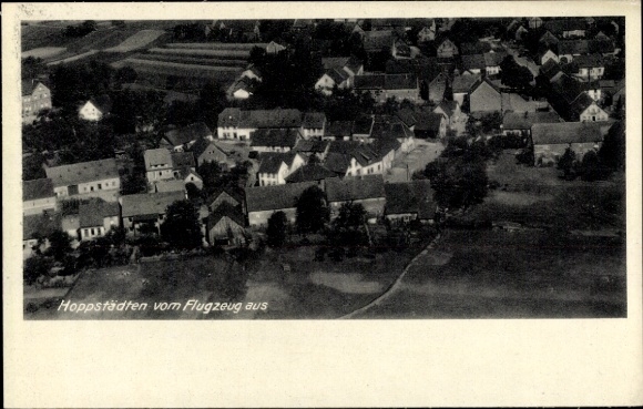 Postcard Hoppstädten Weiersbach in the Nahe valley, aerial photograph