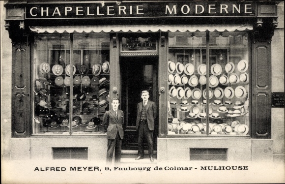 Postcard Mulhouse Mülhausen Alsace Haut Rhin, Chapellerie Modrne, Faubourg de Colmar