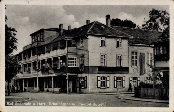 Postcard Bad Suderode Quedlinburg in the Harz Mountains, holiday home 'Central-Hotel', covered balcony, quiet street