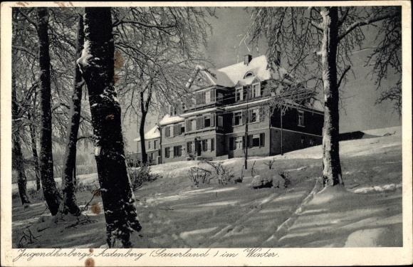 Postcard Altastenberg Winterberg in Sauerland, youth hostel in winter