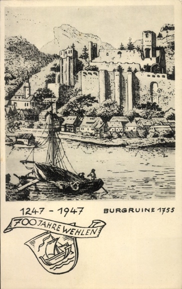 Ak Wehlen an der Elbe Sächsische Schweiz, 700-Jahrfeier 1947, Burgruine 1755