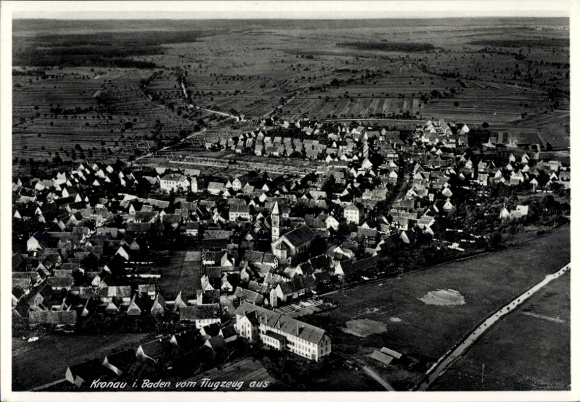 Postcard Kronau in Baden, aerial photograph