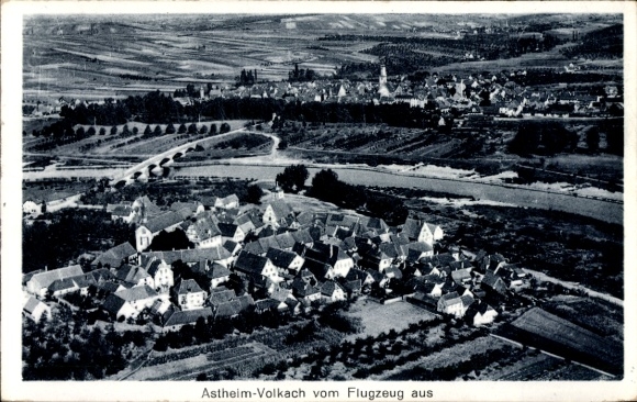 Postcard Astheim Volkach in Lower Franconia, aerial photograph