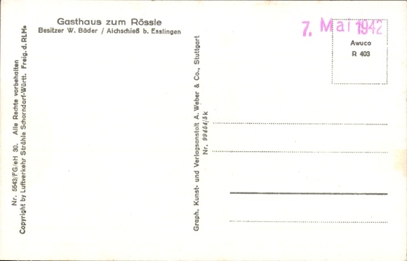 Postcard Aichschieß Aichwald in Baden Württemberg, Aichschieß, Esslingen, aerial photograph, Gasthaus zum Rö