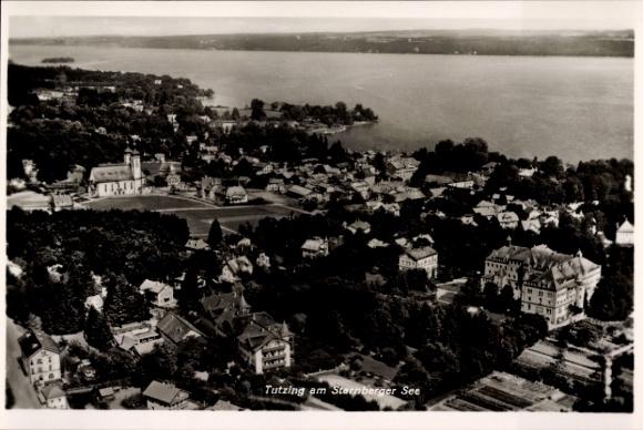 Ak Tutzing am Starnberger See Oberbayern, Fliegeraufnahme