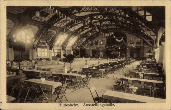 Postcard Hildesheim in Lower Saxony, Exhibition Hall, owner: Ad. Tönnies