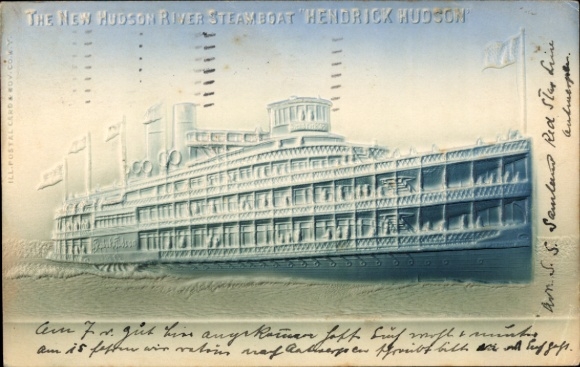 Embossed Postcard New Hudson River Steamboat Hendrick Hudson