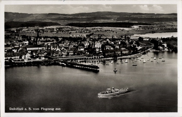 Ak Radolfzell am Bodensee, Fliegeraufnahme