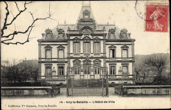 Postcard Ivry the Battle Eure, Town Hall