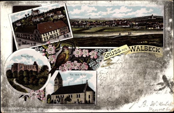 lito Walbeck na Aller Oebisfelde Weferlingen, ruiny katedry, kościół, karczma i cukiernia