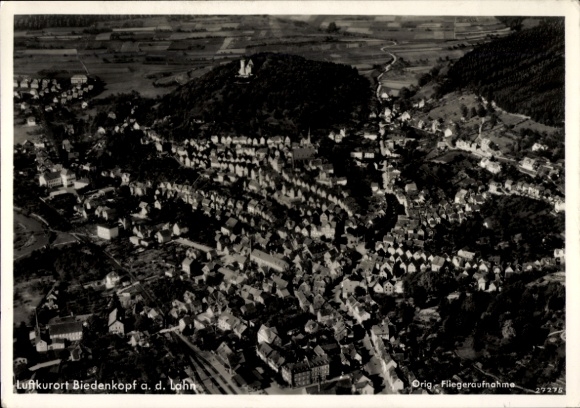 Postcard Biedenkopf an der Lahn, aerial photograph
