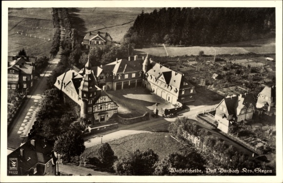 PC Burbach in Siegerland, aerial photo, watershed