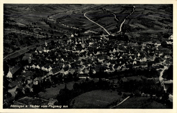 Postcard Röttingen an der Tauber Lower Franconia, aerial view of the city, many roofs