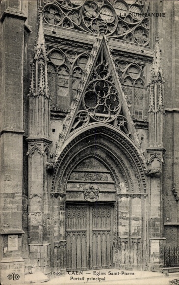 Ak Caen Calvados, Eglise Saint-Pierre, Portail principal, Normandie, Caen