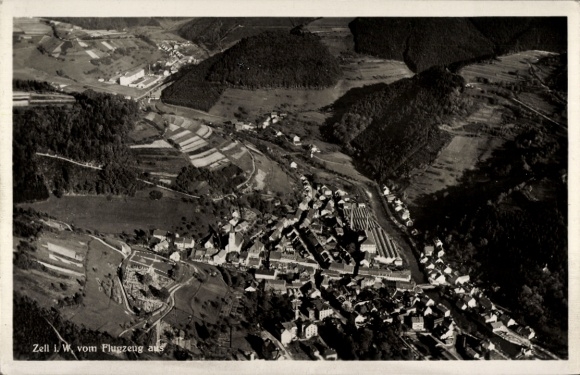 Postcard Zell im Wiesental, aerial photograph