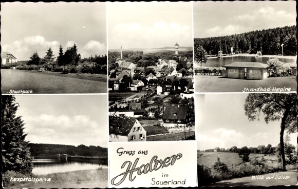 Ansichtkaart Halver in Westfalen, stadspark, Herpine lido, Kerstalsperre, stadsgezichten