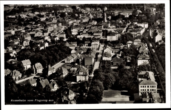 Postcard Rosenheim Upper Bavaria, aerial view of cityscape, houses, streets