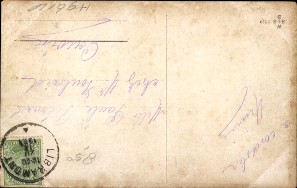 Postcard Crying baby with a fly on his nose