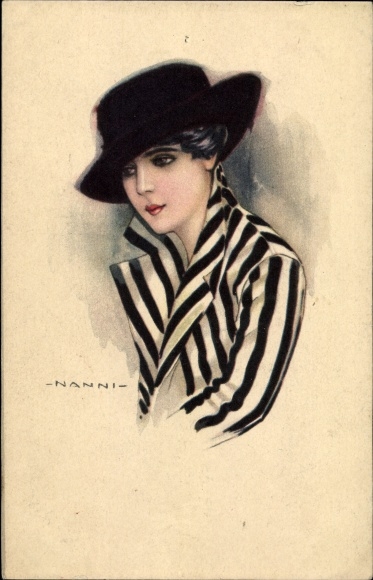 Artist PC Nanni, Woman with hat and striped shirt