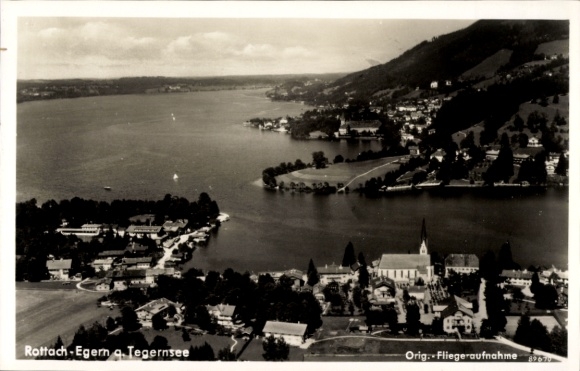 Ak Rottach Egern, Fliegeraufnahme mit Blick auf den Tegernsee