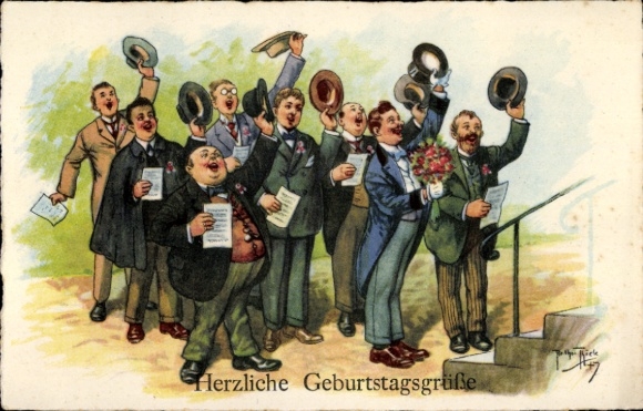 Artist Postcard Thiele, Arthur, Happy Birthday, Singer, Congratulations