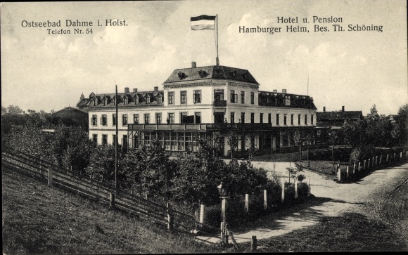 Postcard Baltic resort Dahme in Holstein, Hotel and Pension Hamburger Heim