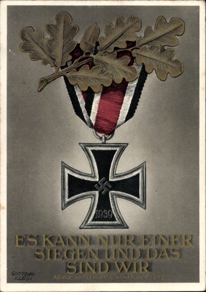 Postal stationery artist Postcard Klein, G., Only one can win and that is us, quote Adolf Hitler