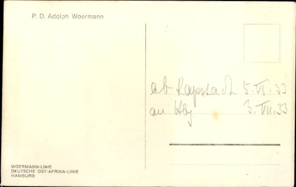 Ak Woermann Line, Duitse Oost-Afrika Lijn, stoomboot Adolph Woermann