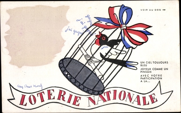 Artist PC Loterie Nationale, bird in a cage, thermochromy