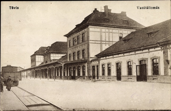 Postcard Teiuș Tövis Rumänien, Gara, Vasutallomas, Bahnhof, Gleisseite