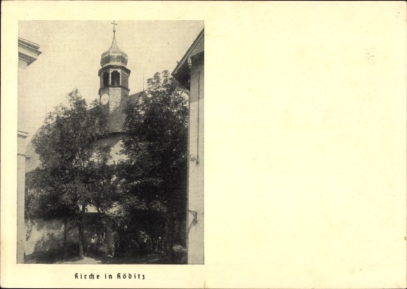 Postcard Koeditz in Upper Franconia, church
